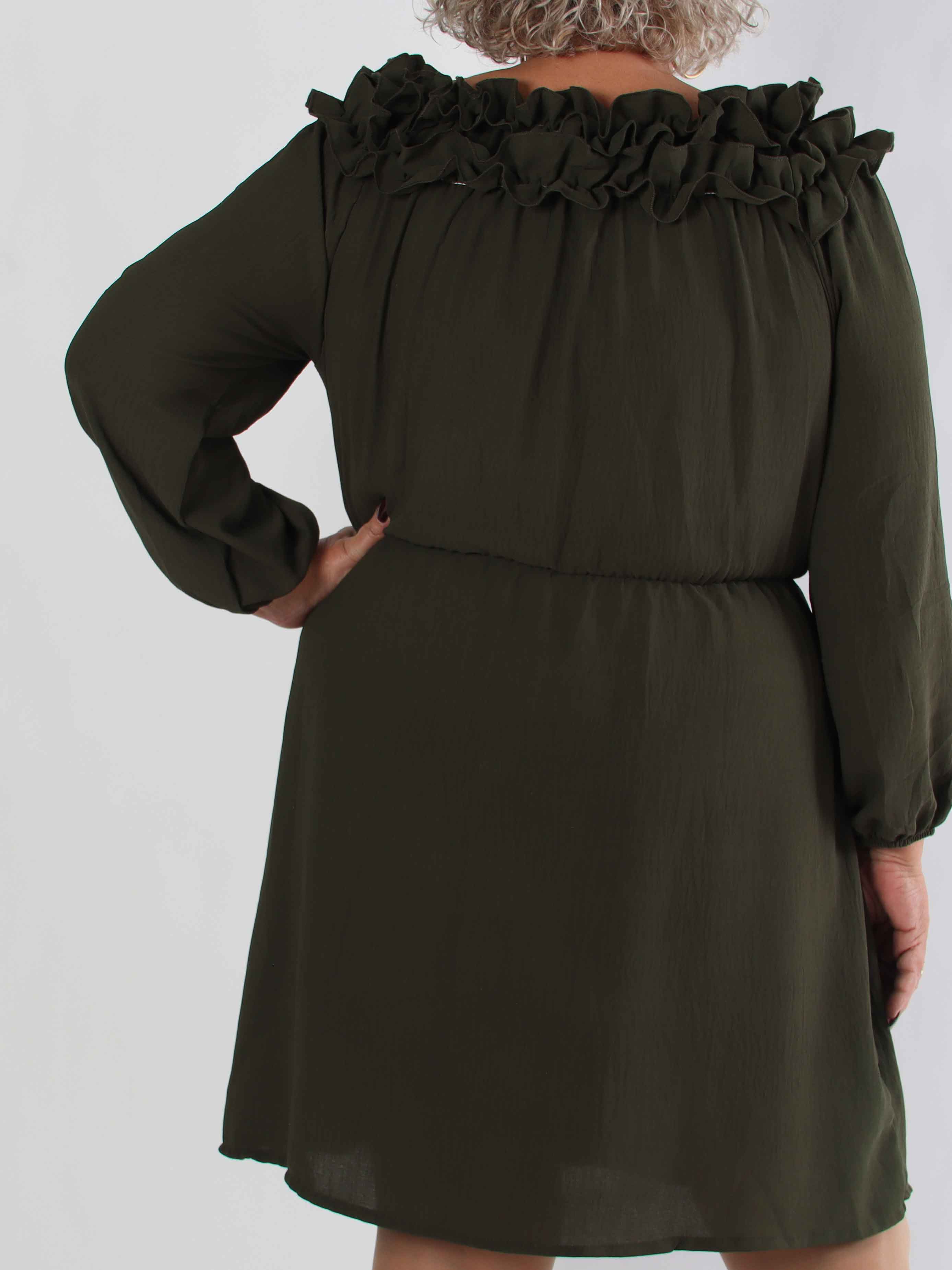 Chili Fitted Dress - Plus size kjole med flæsekant og elastik i taljen